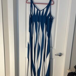 Stylish Blue and White Maxi Dress
